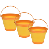 3x 7L Foldable Collapsible Silicone Bucket for Hiking/Camping/Fishing - Orange