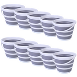 10x 10L Foldable Collapsible Bucket Silicone Hike/Camp/Fish Bulk - Grey/White In Australia - Darrahopens