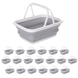 20x 9L Collapsible Laundry Folding Clothes Basket w Handles Bin Bulk -Grey/White In Australia - Darrahopens