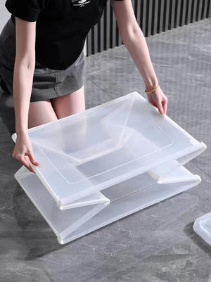 57 Litre Collapsible Modular Clear Foldable Storage Box with Lid Plastic Tub