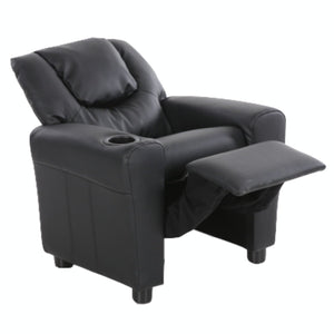 Set of 4 Oliver Kids Recliner Chair Sofa Children Lounge Couch PU Armchair Black