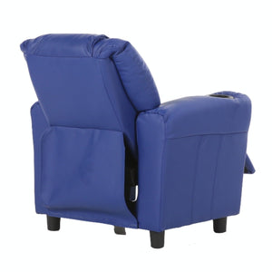 Set of 2 Oliver Kids Recliner Chair Sofa Children Lounge Couch PU Armchair Blue