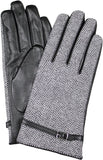 Dents Womens Leather And Wool Tweed Gloves With Strap Detailing - Black/Tweed In Australia - Darrahopens