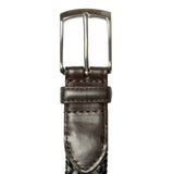 Dents Mens Stretch Plaited Leather Belt - Black/Brown