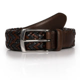 Dents Mens Stretch Plaited Leather Belt - Brown/Navy In Australia - Darrahopens