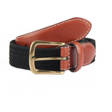 Dents Mens Elastic Stretch Belt Leather End Webbing - Black/Cognac In Australia - Darrahopens