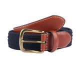 Dents Mens Elastic Stretch Belt Leather End Webbing - Navy In Australia - Darrahopens