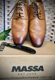 Massa Ascoli Leather Derby Dress Lace Up Shoes Wedding Business Formal in Tan - UK 10