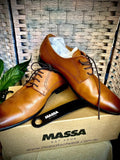 Massa Ascoli Leather Derby Dress Lace Up Shoes Wedding Business Formal in Tan - UK 11