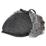 Bailey Mens Duane Ivy Flat Cap with Fold-Down Faux Fur Ear Flaps - Black In Australia - Darrahopens