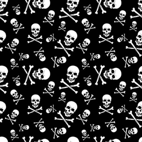 BANDANA Paisley 100% COTTON Head Wrap Durag Bandanna Summer Biker Scarf Mask - Black with White Skulls