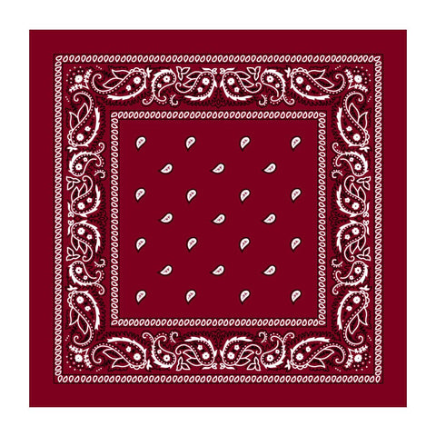 BANDANA Paisley 100% COTTON Head Wrap Durag Bandanna Summer Biker Scarf Mask - Burgundy