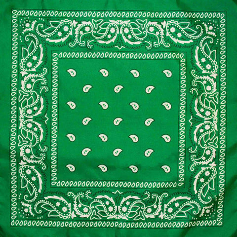 BANDANA Paisley 100% COTTON Head Wrap Durag Bandanna Summer Biker Scarf Mask - Dark Green