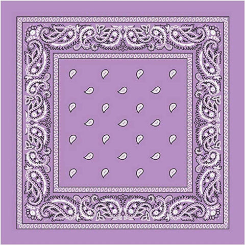 BANDANA Paisley 100% COTTON Head Wrap Durag Bandanna Summer Biker Scarf Mask - Lilac