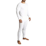 2pcs Set Mens Merino Wool Blend Long Sleeve Thermal Top & Long Johns Pants Underwear - Beige - XXL