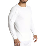 Mens Merino Wool Blend Long Sleeve Thermal Top Underwear Thermals Base Layer - Beige - XL