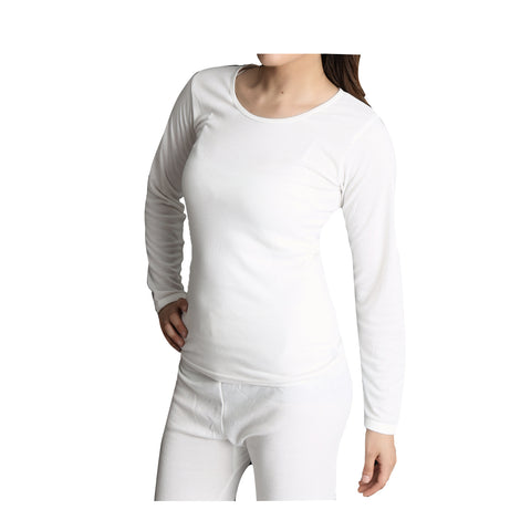 Ladies Merino Wool Blend Long Sleeve Thermal Spencer Top Underwear Thermals - Beige - 20-22