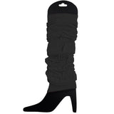 12 LEG WARMERS Knitted Womens Neon Party Knit Ankle Fluro Dance Costume 80s BULK - Black