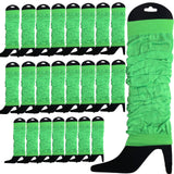 24 LEG WARMERS Knitted Womens Neon Party Knit Ankle Fluro Dance Costume 80s BULK - Fluro Green