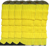 6x Womens Leg Warmers Disco Winter Knit Dance Party Crochet Legging Socks Costume - Yellow