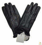 Ladies Genuine Sheepskin Leather Gloves Patch Fleece Lining Warm Winter Womens - Black - L