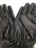 Ladies Genuine Sheepskin Leather Gloves Patch Fleece Lining Warm Winter Womens - Black - L