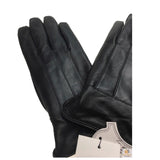 Ladies Genuine Sheepskin Leather Gloves Patch Fleece Lining Warm Winter Womens - Black - XL