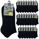 24x COTTON ANKLE SOCKS Sport Low Cut Mens Womens Running  BULK Anklet - Black - 6-11