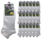 24x COTTON ANKLE SOCKS Sport Low Cut Mens Womens Running  BULK Anklet - White - 6-11
