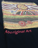 Mens Australia T Shirt Aboriginal Art 100% Cotton Souvenir Indigenous Tee - Black - Large