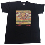 Mens Australia T Shirt Aboriginal Art 100% Cotton Souvenir Indigenous Tee - Black - X-Large