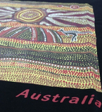 Mens Australia T Shirt Aboriginal Art 100% Cotton Souvenir Indigenous Tee - Black - X-Large