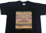 Mens Australia T Shirt Aboriginal Art 100% Cotton Souvenir Indigenous Tee - Black - X-Large