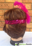 1920s FLAPPER HEADBAND Headpiece Feather Sequin Charleston Costume Gatsby Dance - Hot Pink