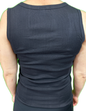 Ladies Sleeveless Singlet Top Womens Summer Basic Tank Shirt Lace Motif Front - Black - 18-20