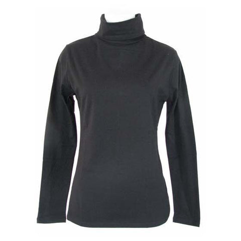 Ladies SKIVVY Womens Long Sleeve Plain Top Warm Turtleneck Cotton High Neck - Black - M