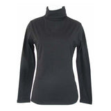 Ladies SKIVVY Womens Long Sleeve Plain Top Warm Turtleneck Cotton High Neck - Black - S