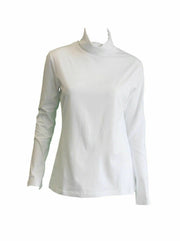 Ladies SKIVVY Womens Long Sleeve Plain Top Warm Turtleneck Cotton High Neck - White - S