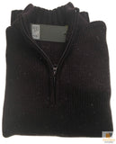 Mens Knit Jumper Pullover Sweater Knitted Casual Stretch Warm Winter  - Half Zip Burgundy 97 (KW14) - L