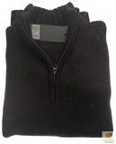 Mens Knit Jumper Pullover Sweater Knitted Casual Stretch Warm Winter  - Half Zip Burgundy 97 (KW14) - L