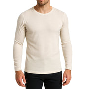 Thermo Fleece Mens 100% Pure Merino Wool Thermal Top Long Sleeve - Natural In Australia - Darrahopens