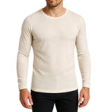 Thermo Fleece Mens 100% Pure Merino Wool Thermal Top Long Sleeve - Natural In Australia - Darrahopens