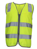 Hi Vis Safety Vest Reflective Tape Zip Up Workwear Pocket High Visibility in Yellow