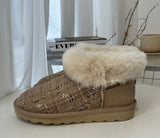 Womens Australian Sheepskin Wool Fur Mini UGG Ankle Boots in Sand - 7