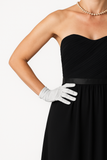 DENTS Wrist Length Satin Evening Gloves Wedding Stretch Formal Bridal in Silver