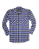 Mens 100% Cotton Flannelette Shirt Long Sleeve Check Authentic Flannel - Denim - 8XL