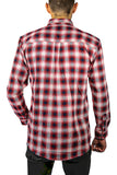 Mens 100% Cotton Flannelette Shirt Long Sleeve Check Authentic Flannel - Red/Navy - 6XL