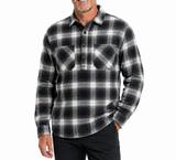 Mens Flannelette Long Sleeve Shirt 100% Cotton Authentic Flannel - Half Placket - Black In Australia - Darrahopens