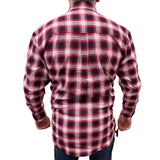 Mens Flannelette Long Sleeve Pullover Shirt 100% Cotton Flannel - Half Placket - Red/Black - 3XL
