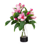 60cm Faux Pink Magnolia Liliflora in Glass Vase Artificial Plant Flower Tree Fake In Australia - Darrahopens